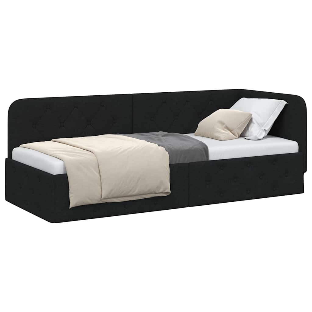 Hoekbedframe Zwart 80 x 200 cm Stof is nu te koop bij PeponiXL, paradijselijk wonen!