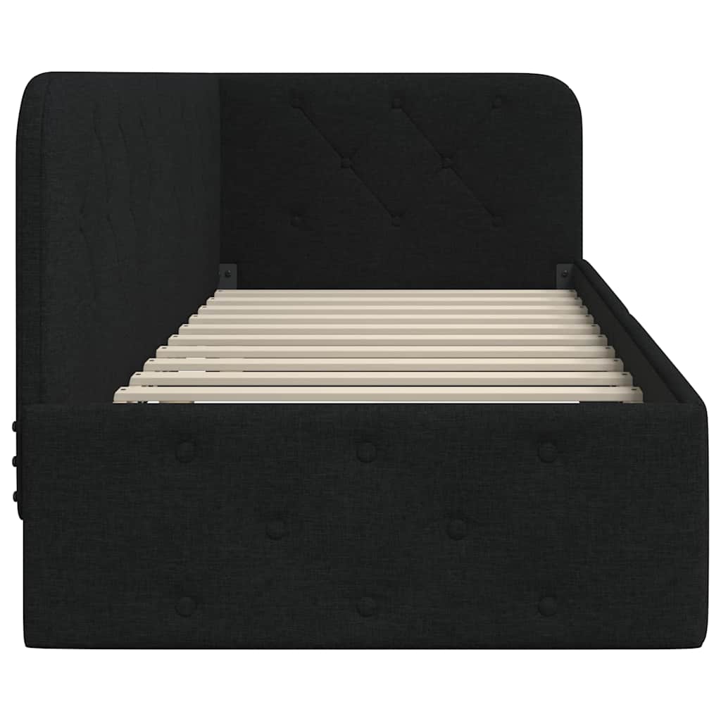 Hoekbedframe Zwart 80 x 200 cm Stof is nu te koop bij PeponiXL, paradijselijk wonen!