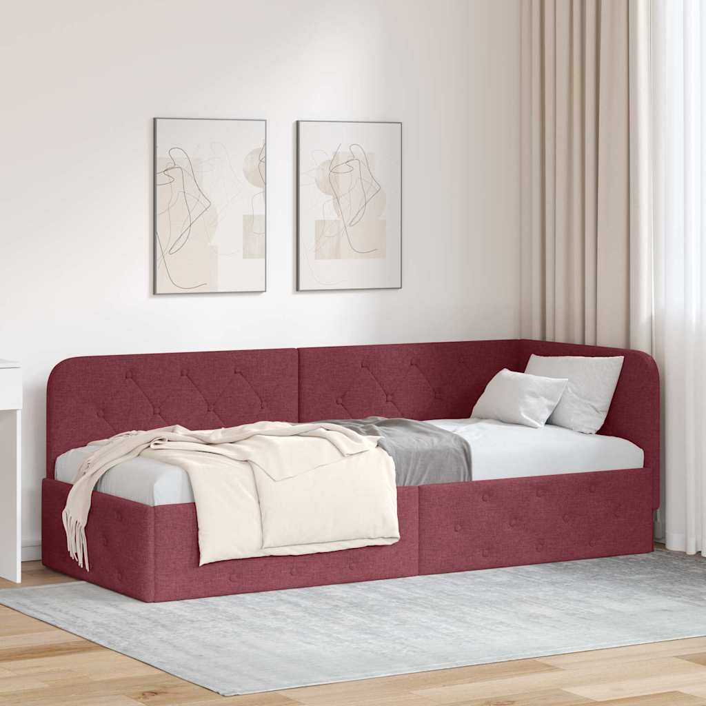 Hoekbedframe Wijnrood 80 x 200 cm Stof is nu te koop bij PeponiXL, paradijselijk wonen!