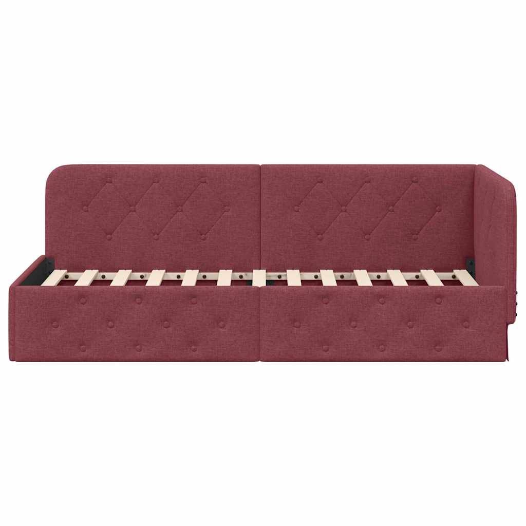 Hoekbedframe Wijnrood 80 x 200 cm Stof is nu te koop bij PeponiXL, paradijselijk wonen!