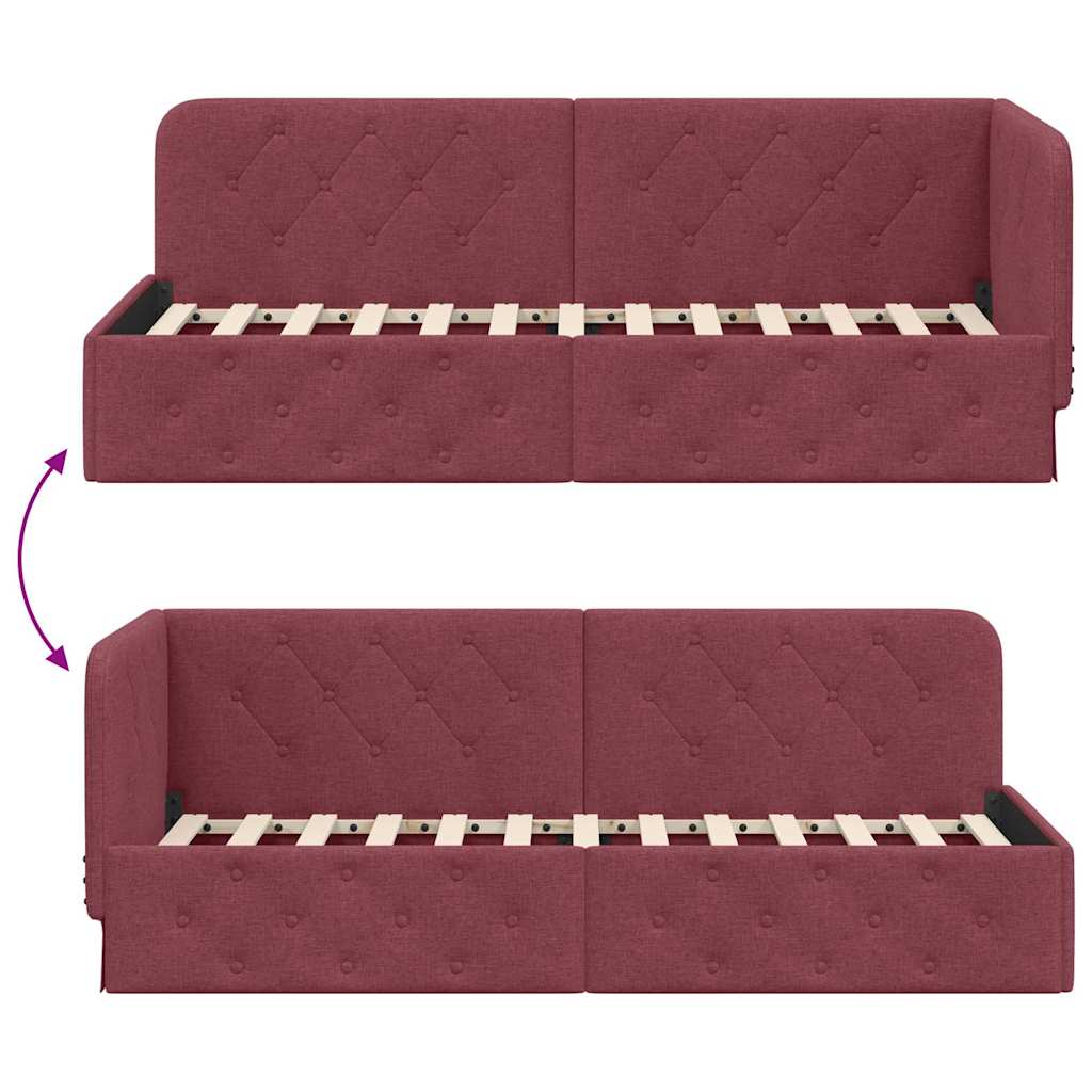 Hoekbedframe Wijnrood 80 x 200 cm Stof is nu te koop bij PeponiXL, paradijselijk wonen!