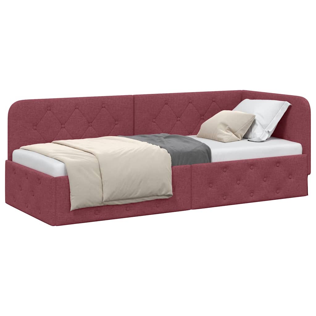 Hoekbedframe Wijnrood 80 x 200 cm Stof is nu te koop bij PeponiXL, paradijselijk wonen!