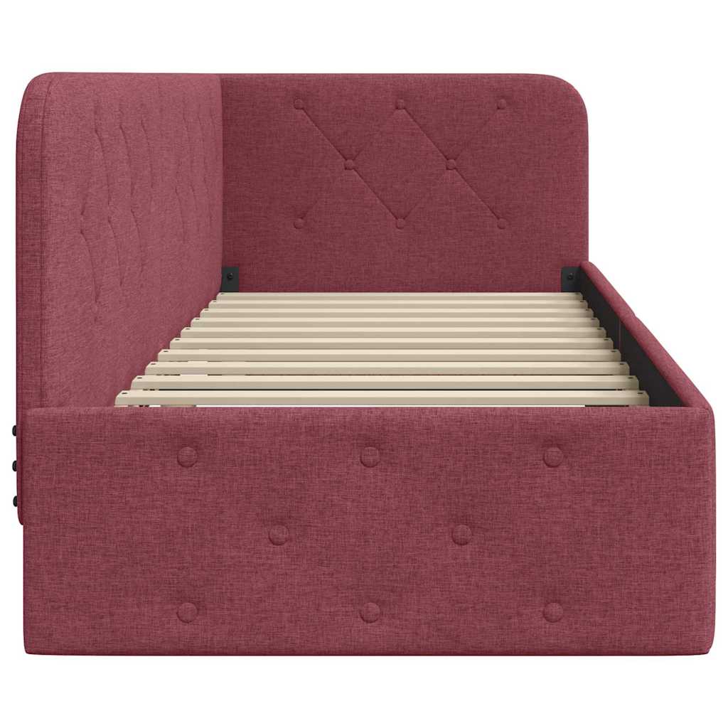 Hoekbedframe Wijnrood 80 x 200 cm Stof is nu te koop bij PeponiXL, paradijselijk wonen!