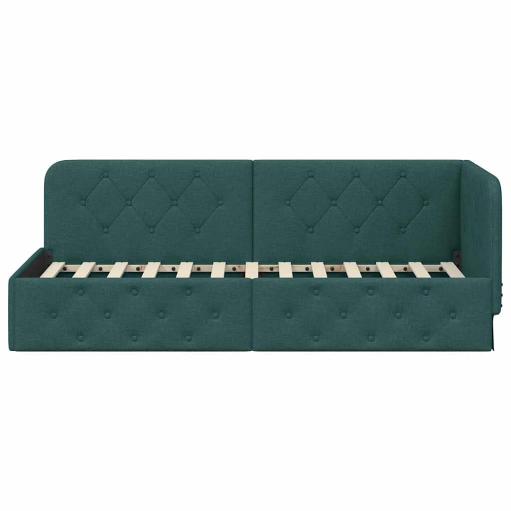 Hoekbedframe Donkergroen 80 x 200 cm Stof is nu te koop bij PeponiXL, paradijselijk wonen!