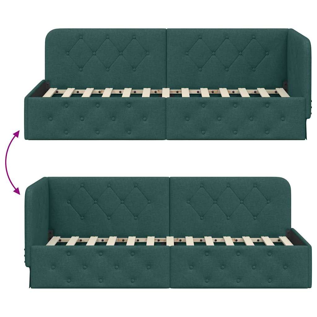 Hoekbedframe Donkergroen 80 x 200 cm Stof is nu te koop bij PeponiXL, paradijselijk wonen!