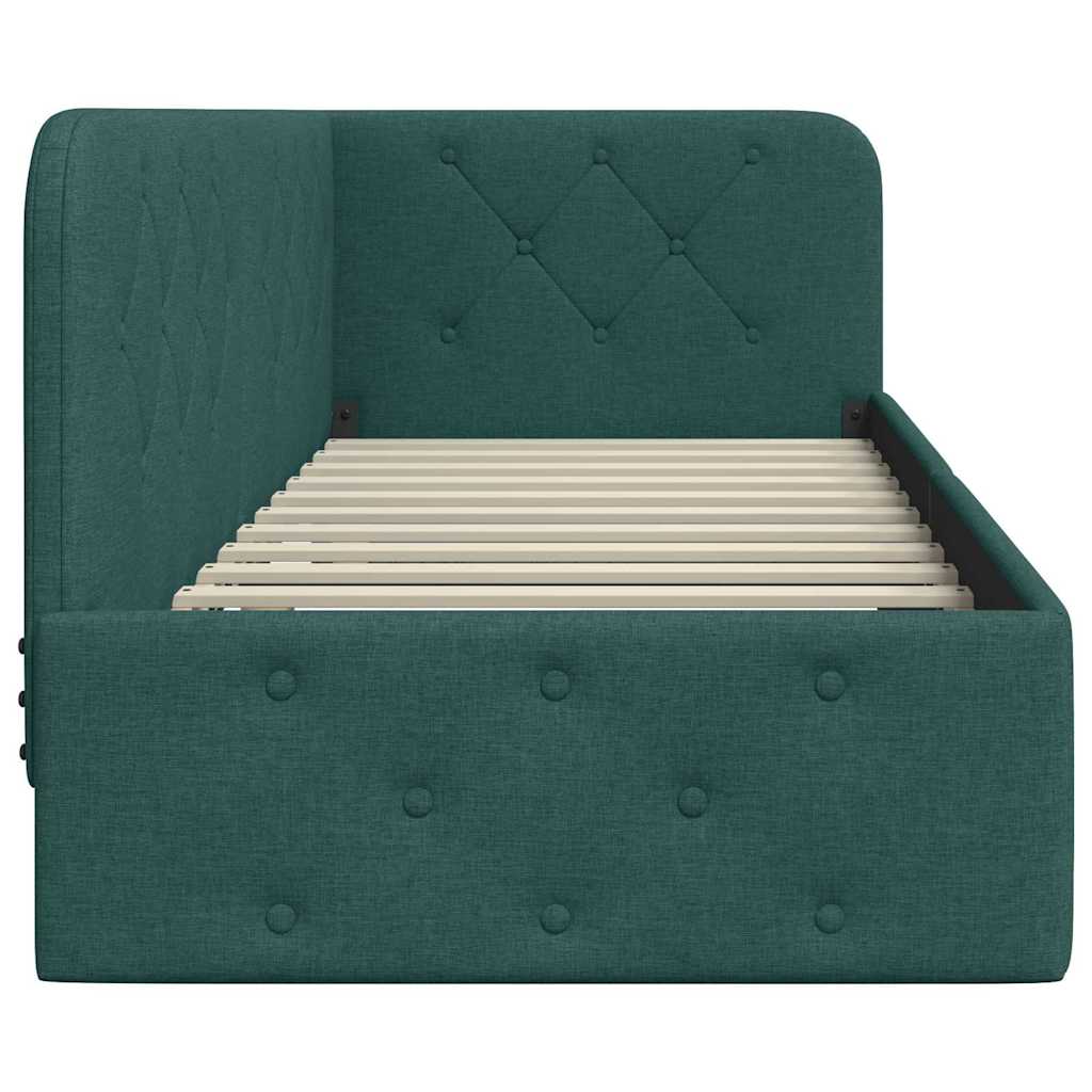 Hoekbedframe Donkergroen 80 x 200 cm Stof is nu te koop bij PeponiXL, paradijselijk wonen!
