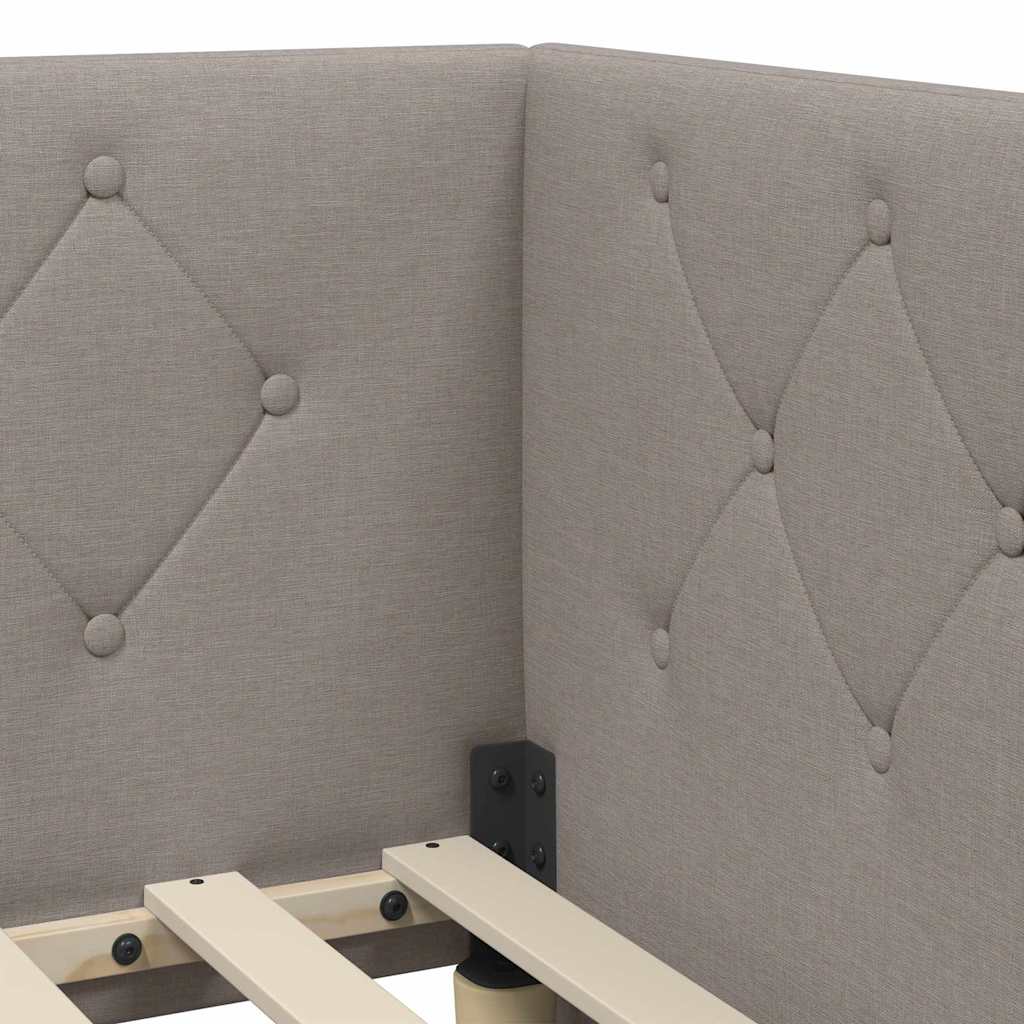 Hoekbedframe Taupe 80 x 200 cm Stof is nu te koop bij PeponiXL, paradijselijk wonen!