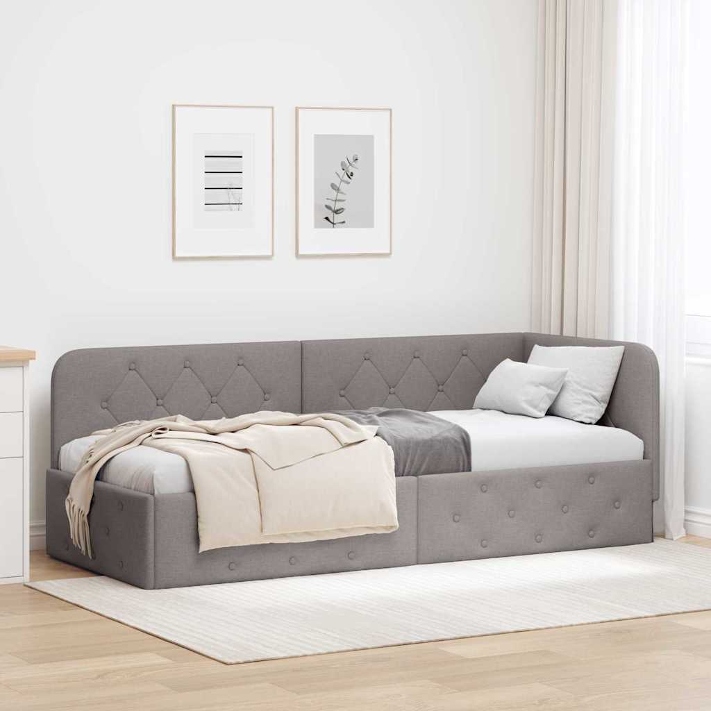 Hoekbedframe Taupe 80 x 200 cm Stof is nu te koop bij PeponiXL, paradijselijk wonen!
