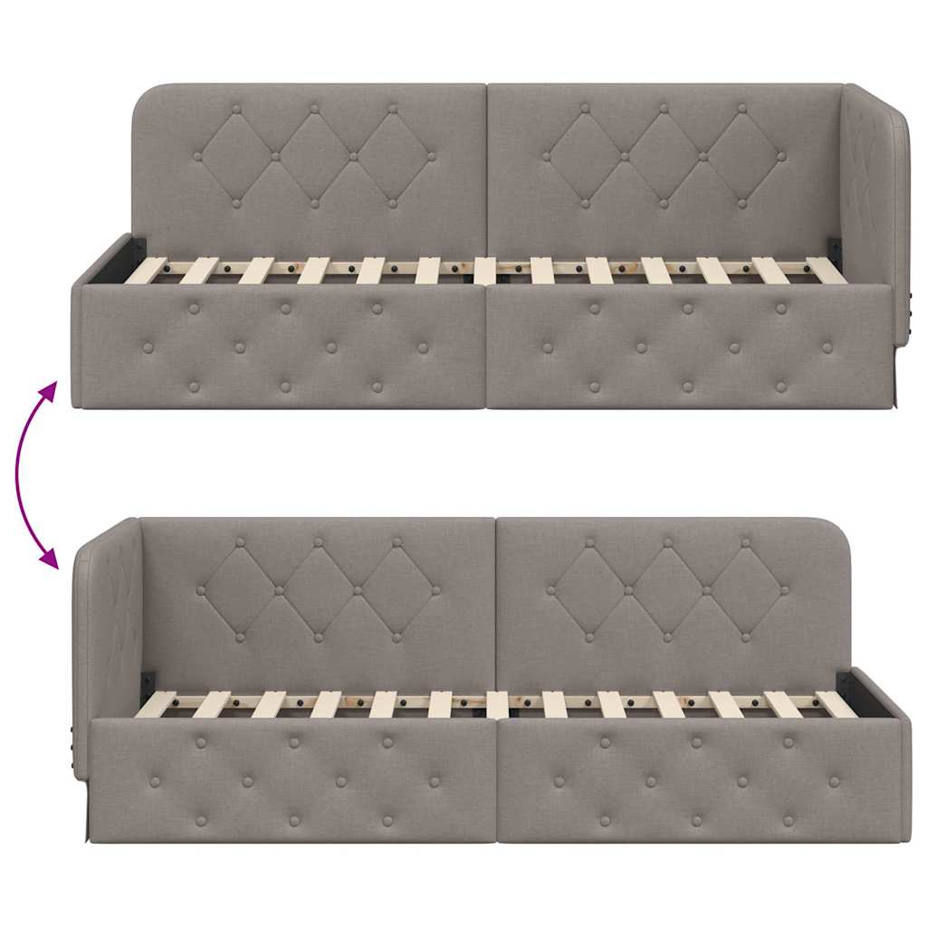 Hoekbedframe Taupe 80 x 200 cm Stof is nu te koop bij PeponiXL, paradijselijk wonen!