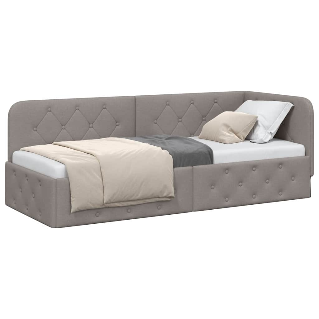 Hoekbedframe Taupe 80 x 200 cm Stof is nu te koop bij PeponiXL, paradijselijk wonen!