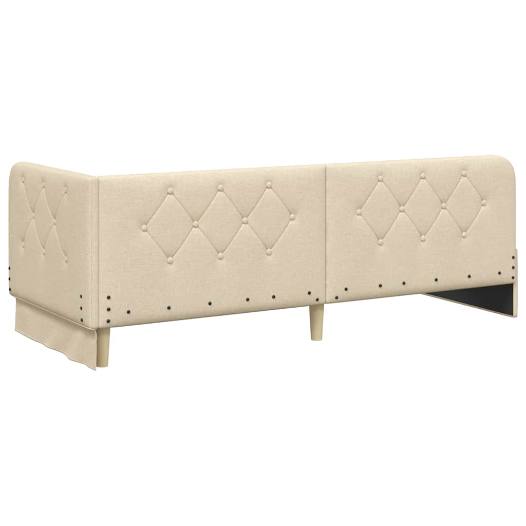 Hoekbedframe Crème 80 x 200 cm Stof is nu te koop bij PeponiXL, paradijselijk wonen!