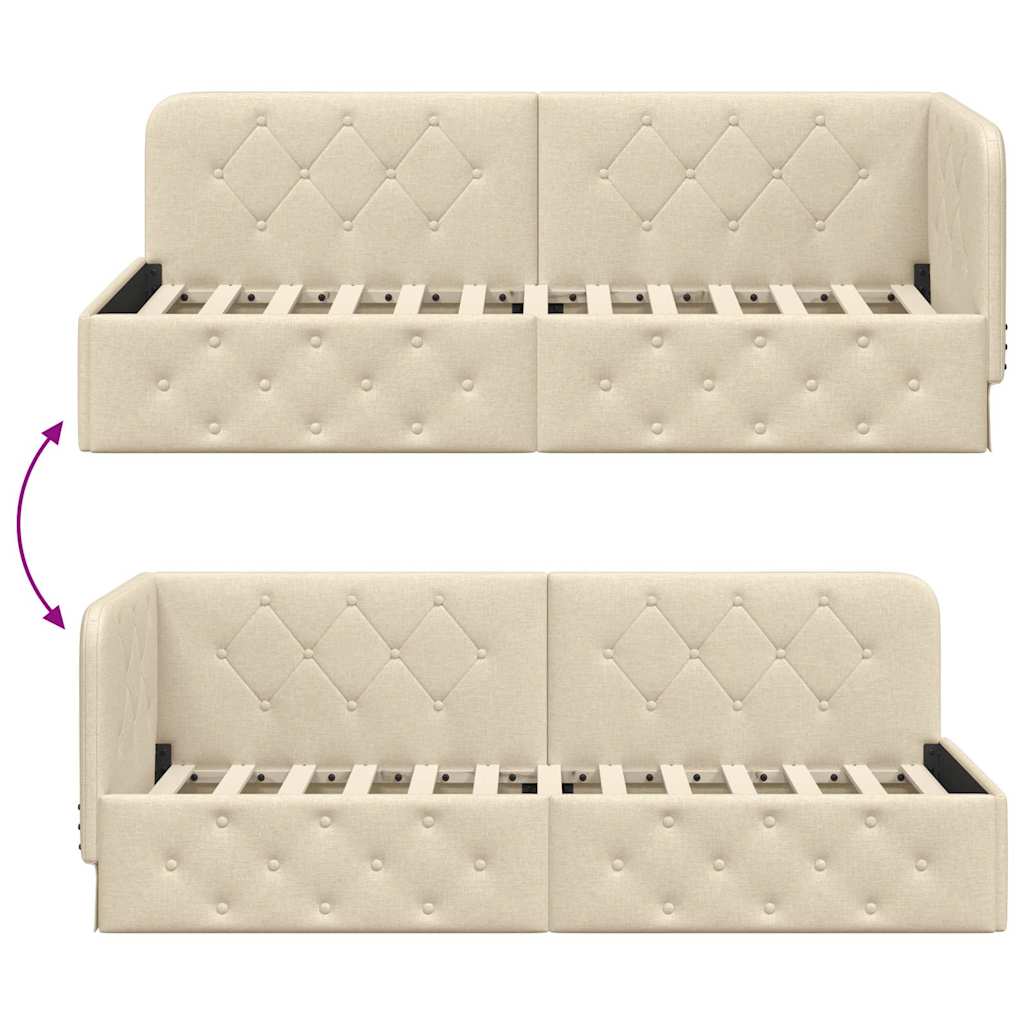 Hoekbedframe Crème 80 x 200 cm Stof is nu te koop bij PeponiXL, paradijselijk wonen!