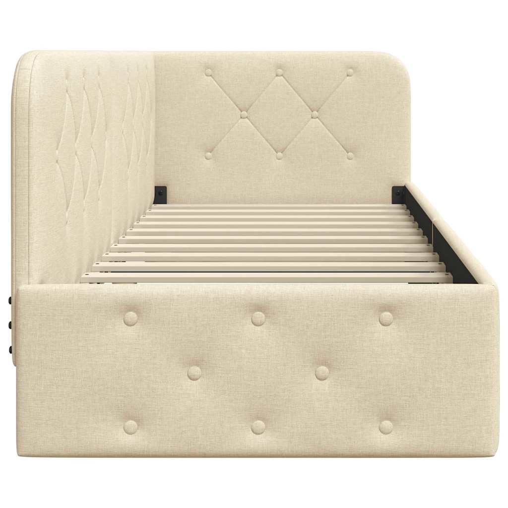 Hoekbedframe Crème 80 x 200 cm Stof is nu te koop bij PeponiXL, paradijselijk wonen!