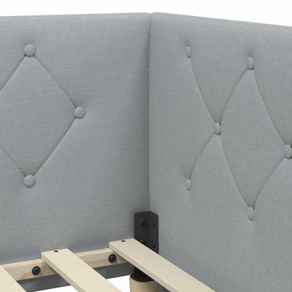 Hoekbedframe Lichtgrijs 90 x 190 cm Stof is nu te koop bij PeponiXL, paradijselijk wonen!
