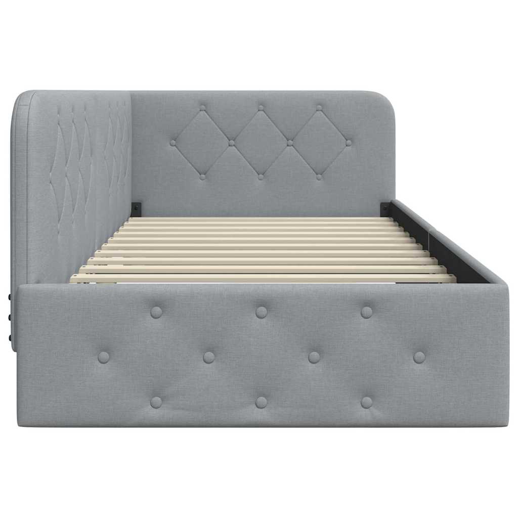 Hoekbedframe Lichtgrijs 90 x 190 cm Stof is nu te koop bij PeponiXL, paradijselijk wonen!