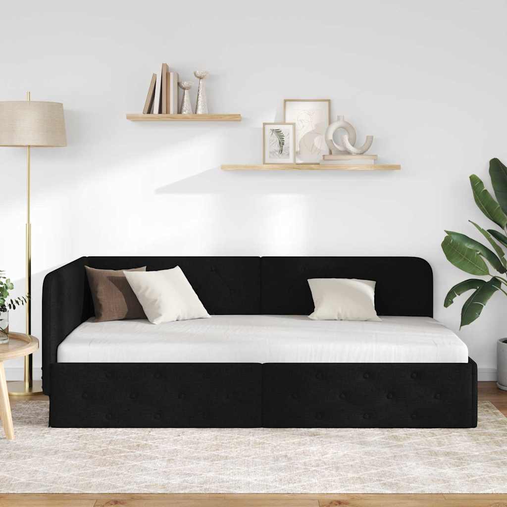 Hoekbedframe Zwart 90 x 190 cm Stof is nu te koop bij PeponiXL, paradijselijk wonen!