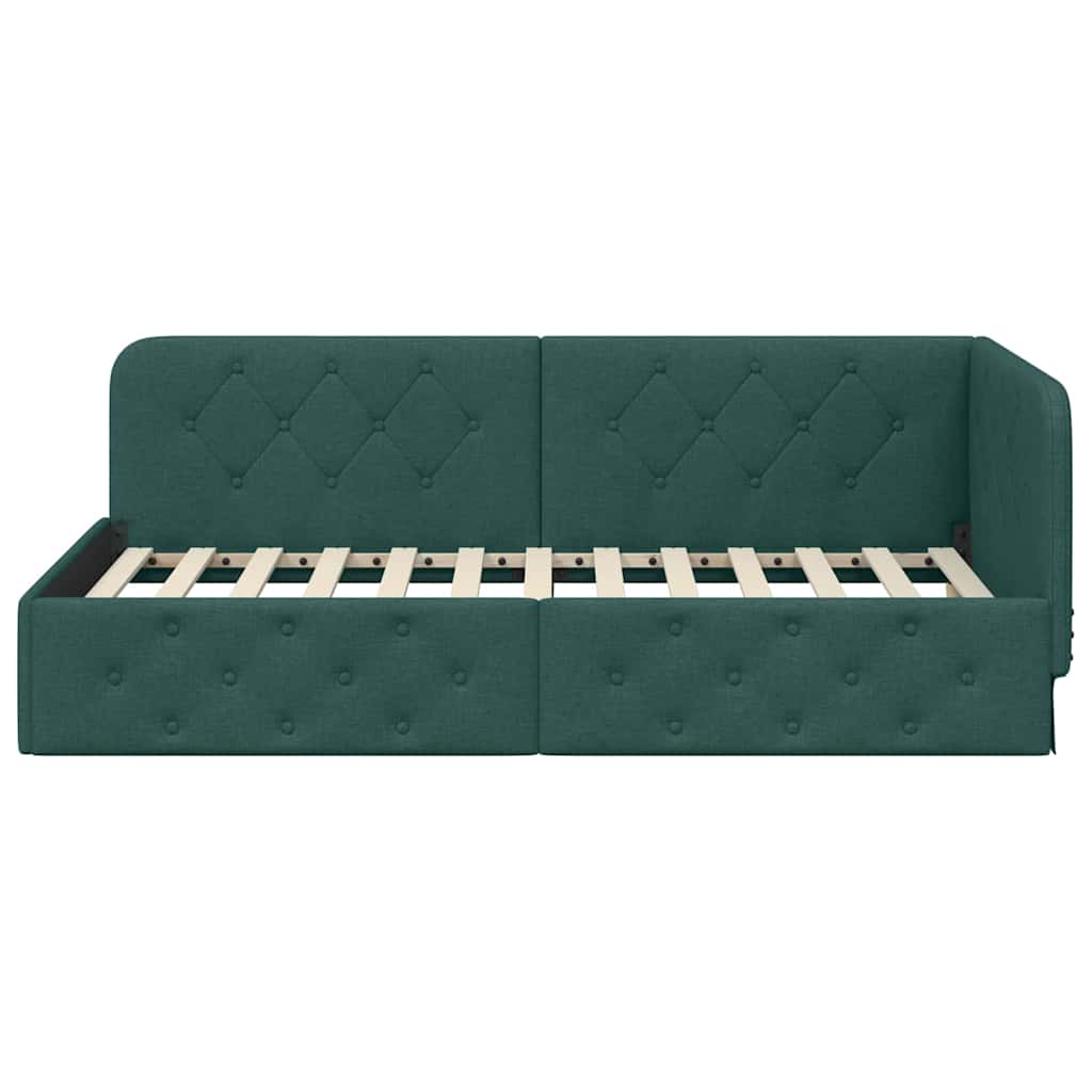 Hoekbedframe Donkergroen 90 x 190 cm Stof is nu te koop bij PeponiXL, paradijselijk wonen!