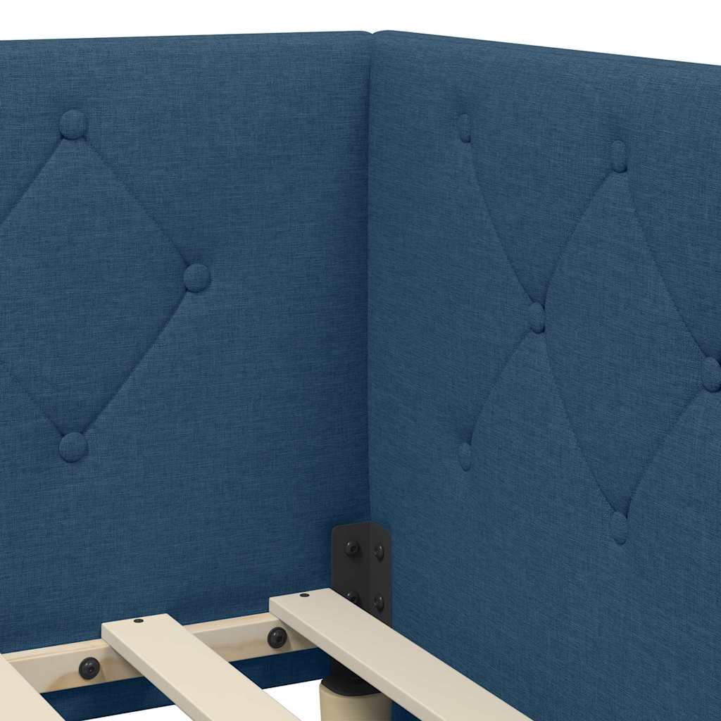 Hoekbedframe Blauw 90 x 190 cm Stof is nu te koop bij PeponiXL, paradijselijk wonen!
