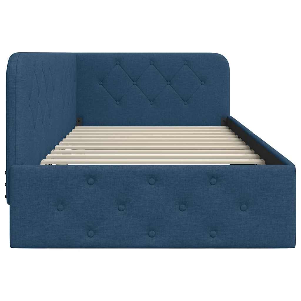 Hoekbedframe Blauw 90 x 190 cm Stof is nu te koop bij PeponiXL, paradijselijk wonen!