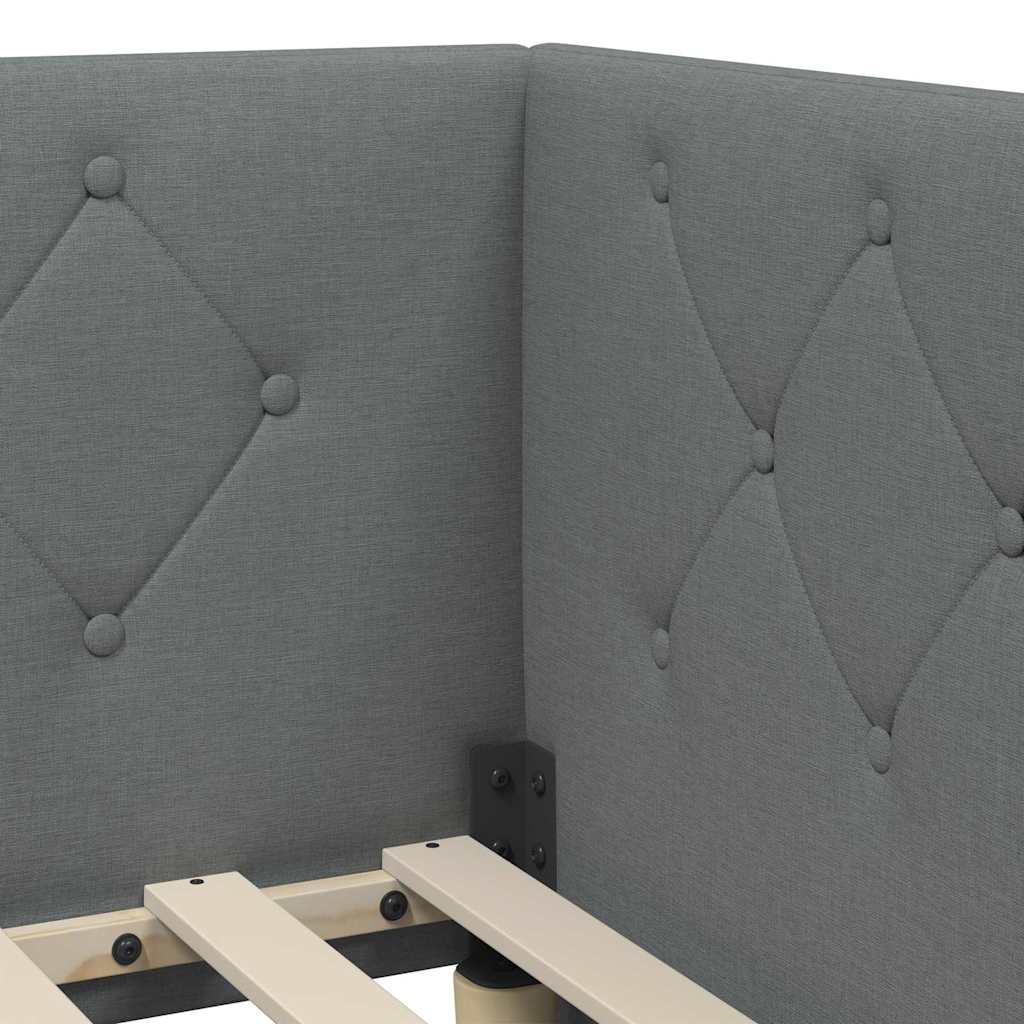 Hoekbedframe Donkergrijs 90 x 200 cm Stof is nu te koop bij PeponiXL, paradijselijk wonen!