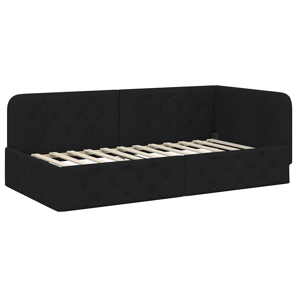 Hoekbedframe Zwart 90 x 200 cm Stof is nu te koop bij PeponiXL, paradijselijk wonen!