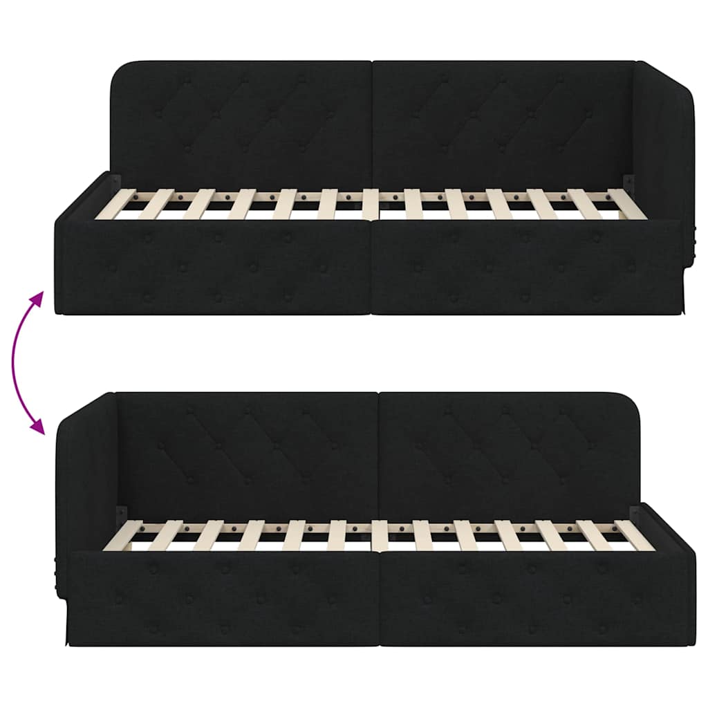 Hoekbedframe Zwart 90 x 200 cm Stof is nu te koop bij PeponiXL, paradijselijk wonen!