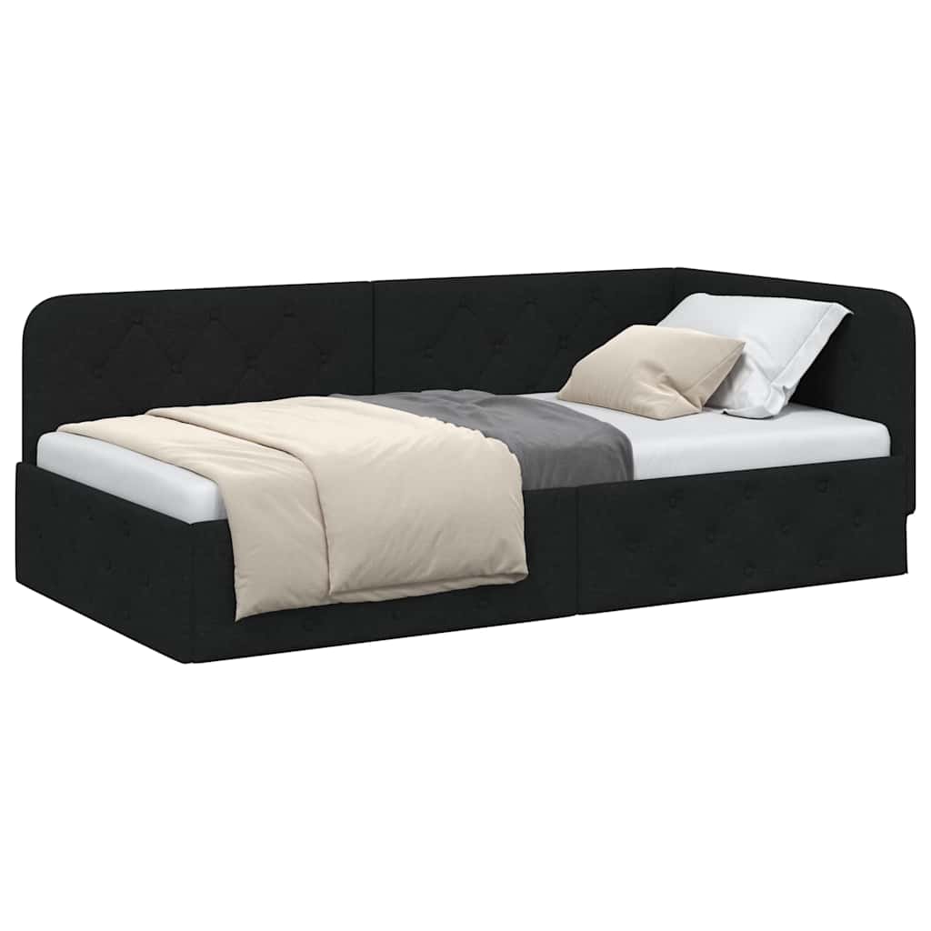 Hoekbedframe Zwart 90 x 200 cm Stof is nu te koop bij PeponiXL, paradijselijk wonen!