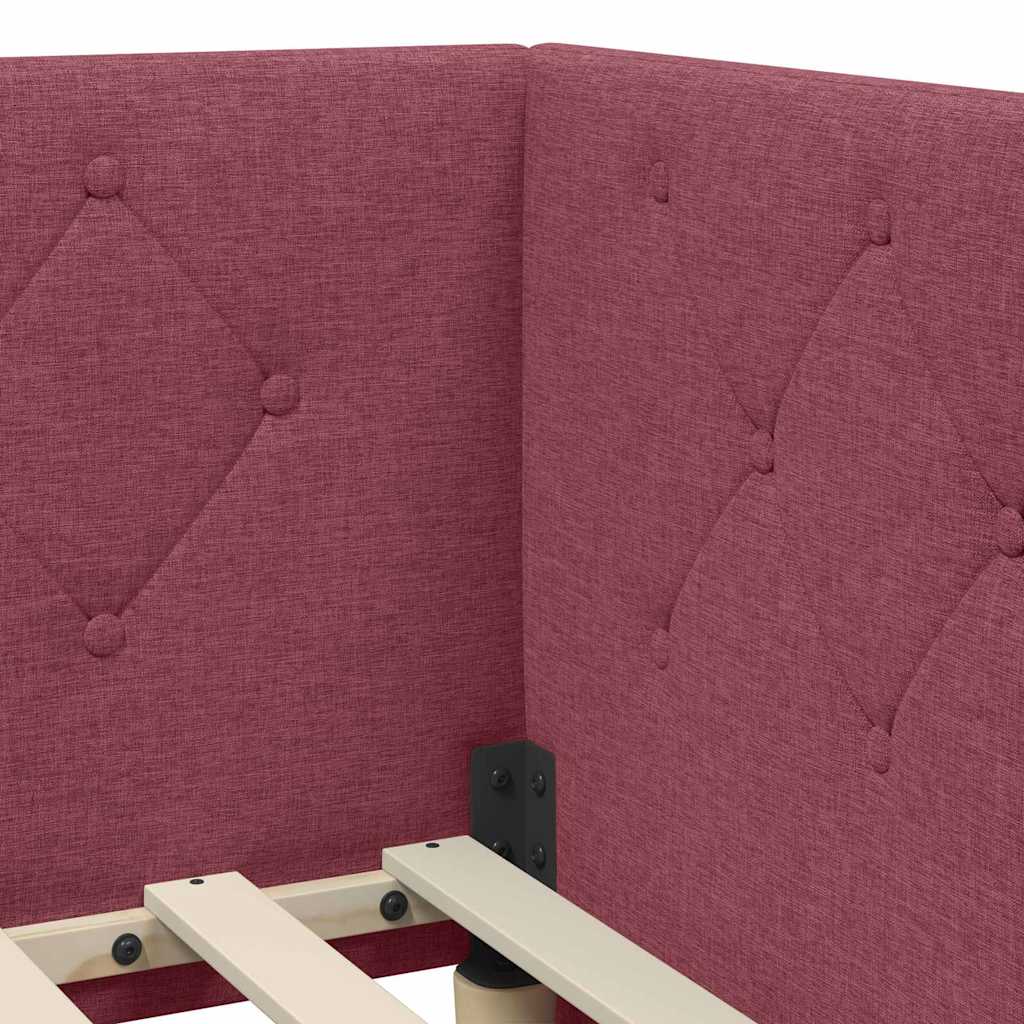 Hoekbedframe Wijnrood 90 x 200 cm Stof is nu te koop bij PeponiXL, paradijselijk wonen!