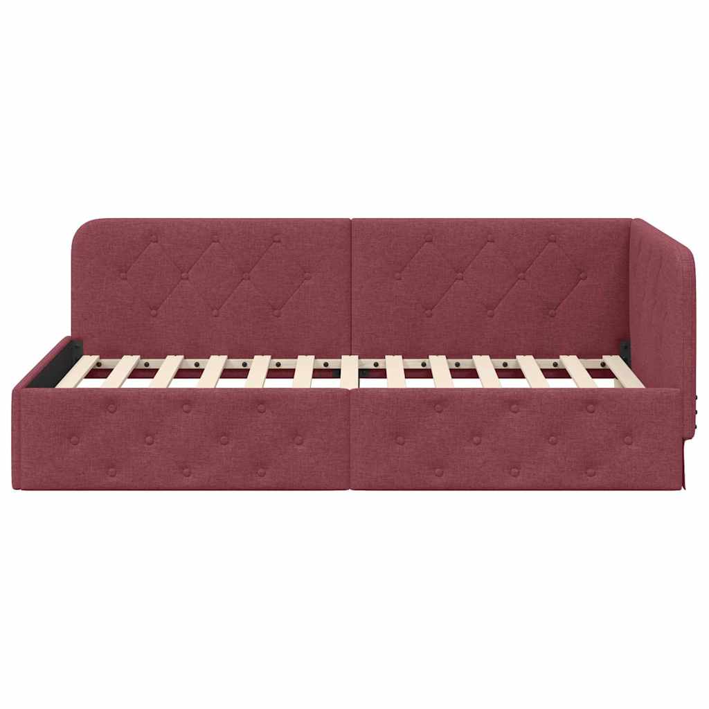 Hoekbedframe Wijnrood 90 x 200 cm Stof is nu te koop bij PeponiXL, paradijselijk wonen!