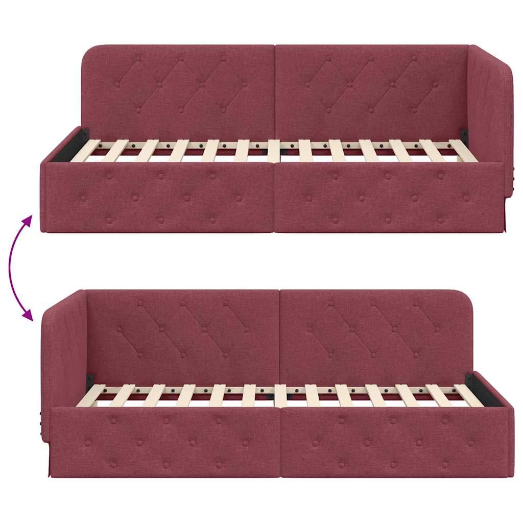 Hoekbedframe Wijnrood 90 x 200 cm Stof is nu te koop bij PeponiXL, paradijselijk wonen!