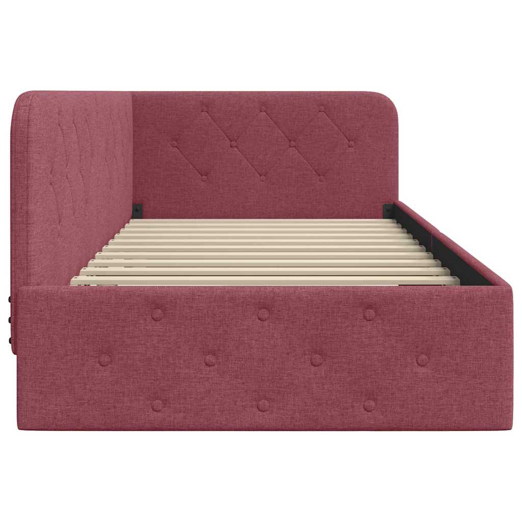 Hoekbedframe Wijnrood 90 x 200 cm Stof is nu te koop bij PeponiXL, paradijselijk wonen!