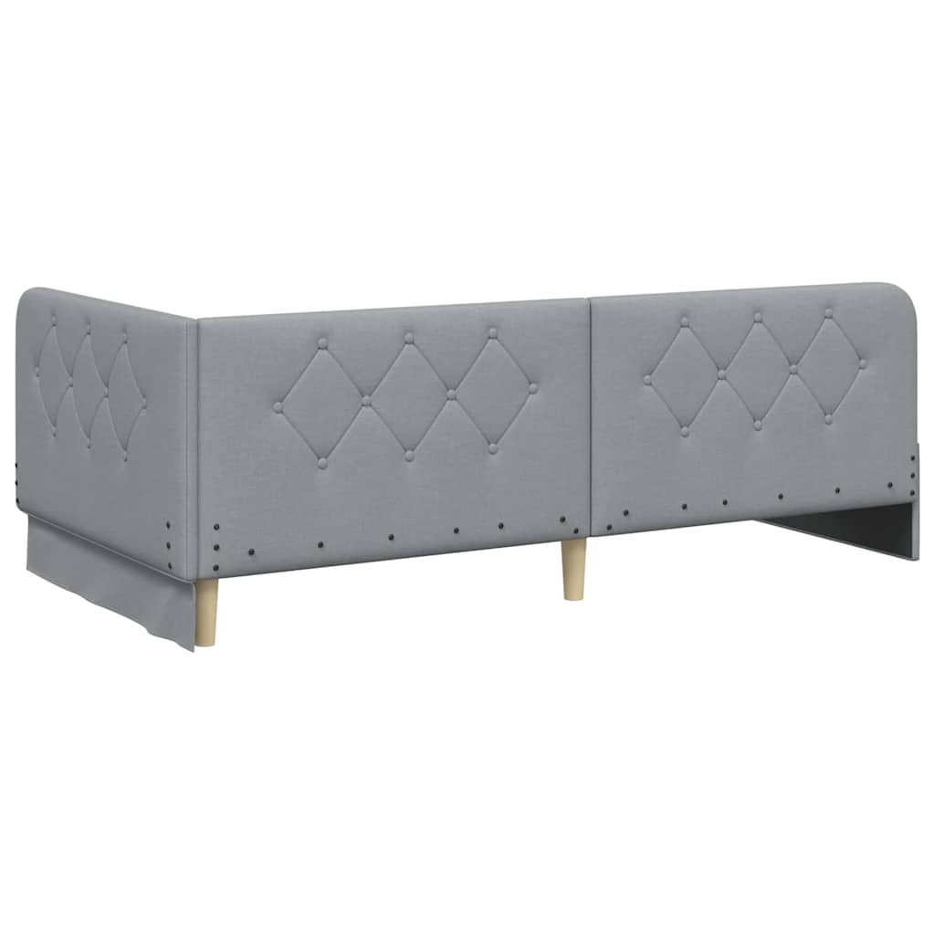 Hoekbedframe Lichtgrijs 100 x 200 cm Stof is nu te koop bij PeponiXL, paradijselijk wonen!