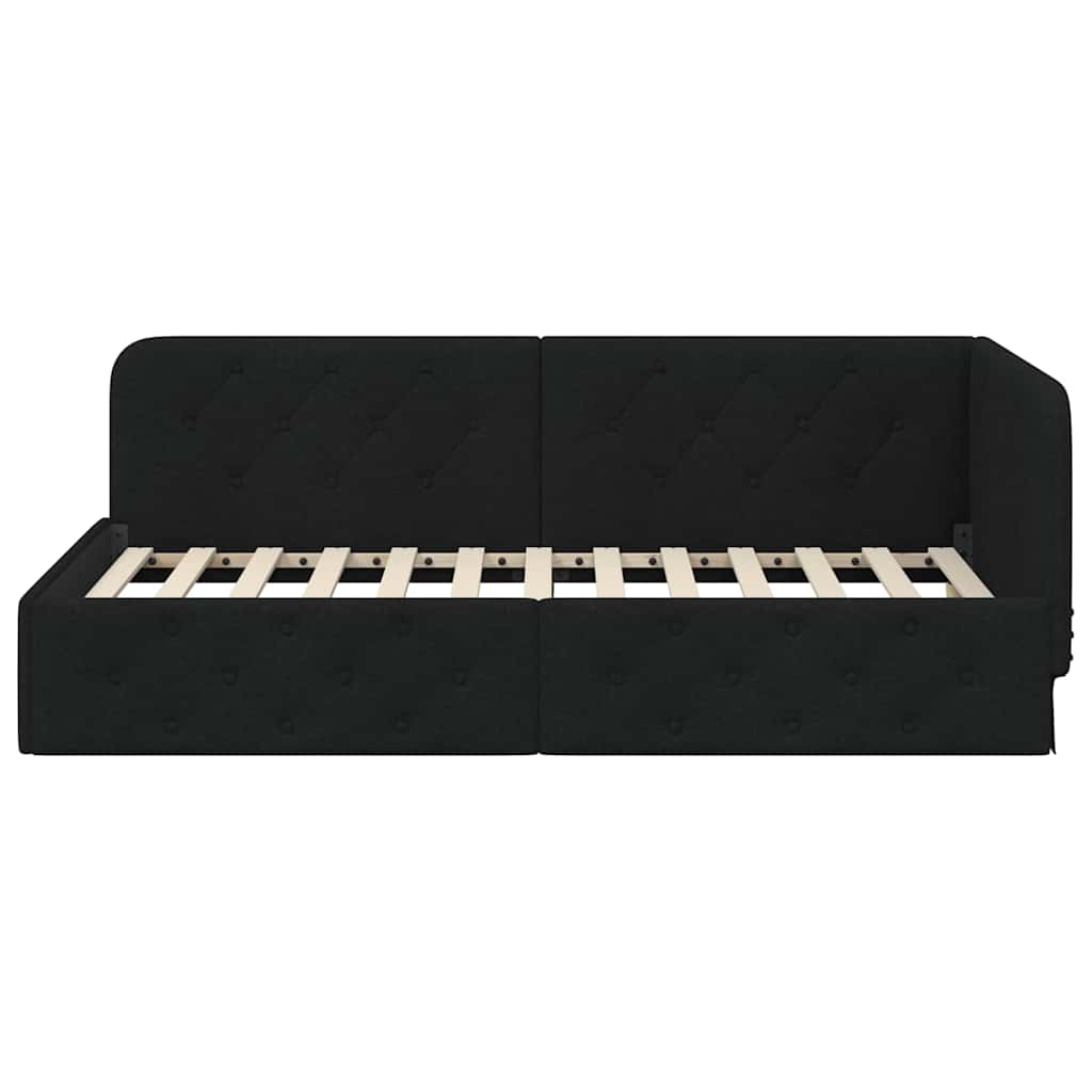 Hoekbedframe Zwart 100 x 200 cm Stof is nu te koop bij PeponiXL, paradijselijk wonen!