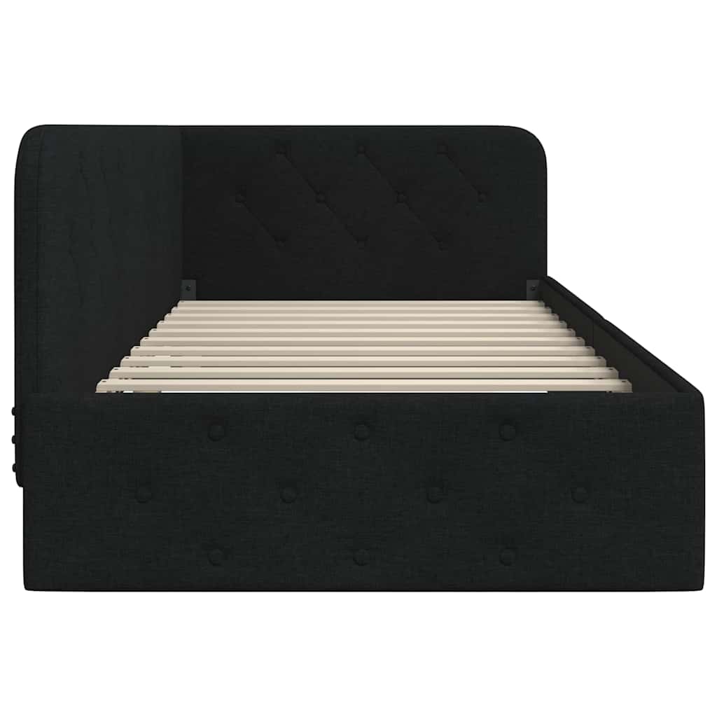 Hoekbedframe Zwart 100 x 200 cm Stof is nu te koop bij PeponiXL, paradijselijk wonen!