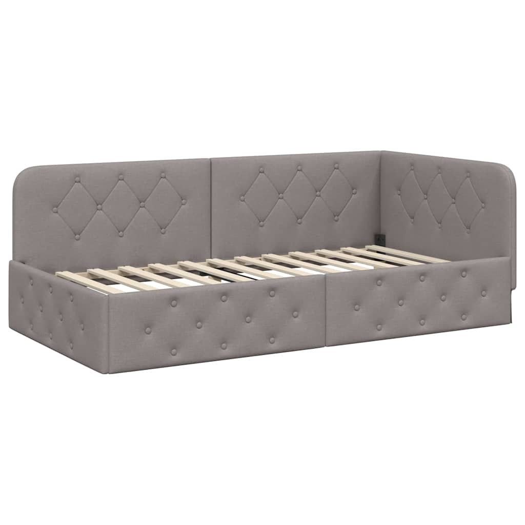 Hoekbedframe Taupe 100 x 200 cm Stof is nu te koop bij PeponiXL, paradijselijk wonen!