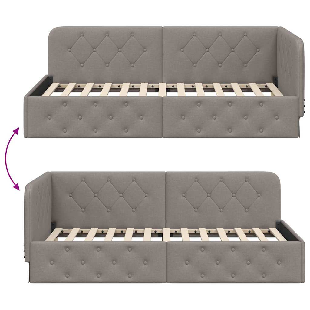 Hoekbedframe Taupe 100 x 200 cm Stof is nu te koop bij PeponiXL, paradijselijk wonen!
