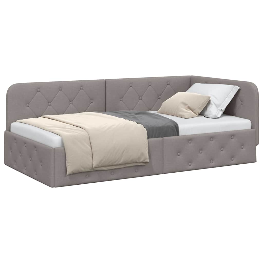 Hoekbedframe Taupe 100 x 200 cm Stof is nu te koop bij PeponiXL, paradijselijk wonen!