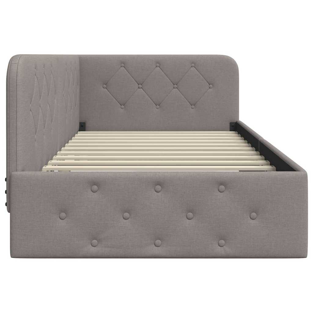 Hoekbedframe Taupe 100 x 200 cm Stof is nu te koop bij PeponiXL, paradijselijk wonen!