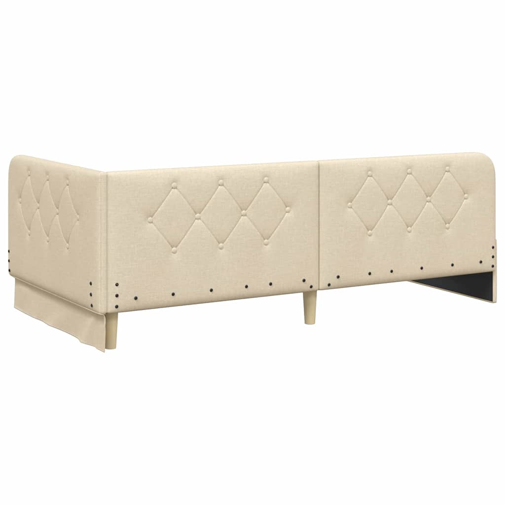 Hoekbedframe Crème 100 x 200 cm Stof is nu te koop bij PeponiXL, paradijselijk wonen!