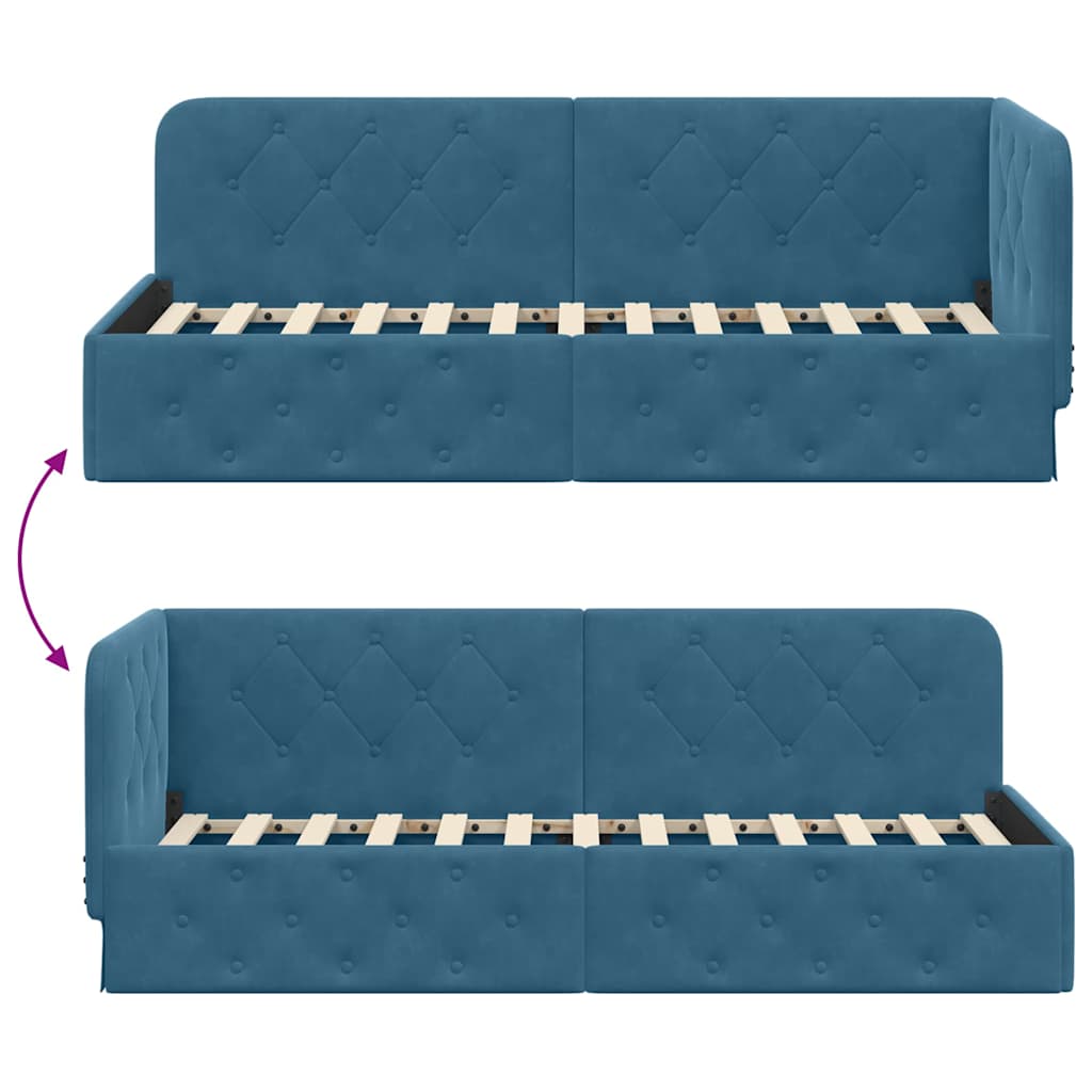 Hoekbedframe Blauw 80 x 200 cm Fluweel is nu te koop bij PeponiXL, paradijselijk wonen!