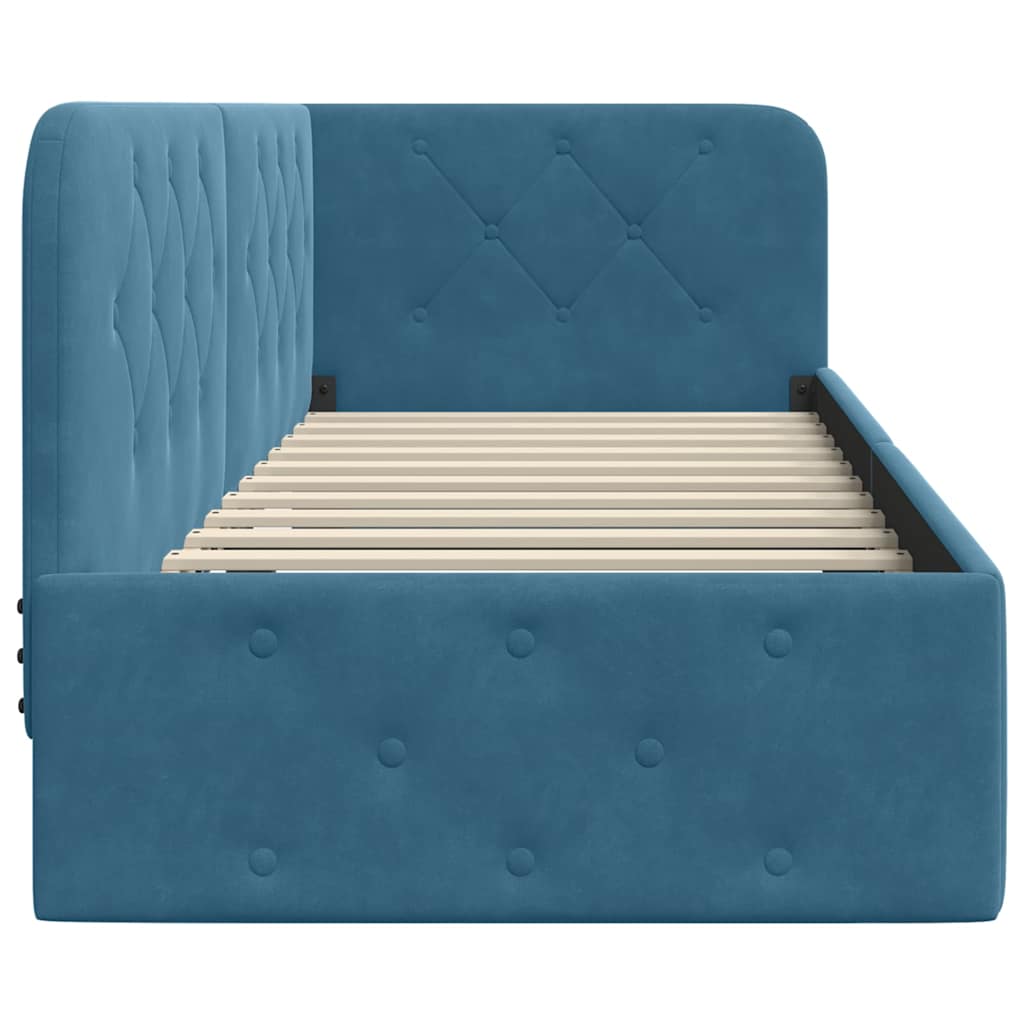 Hoekbedframe Blauw 80 x 200 cm Fluweel is nu te koop bij PeponiXL, paradijselijk wonen!