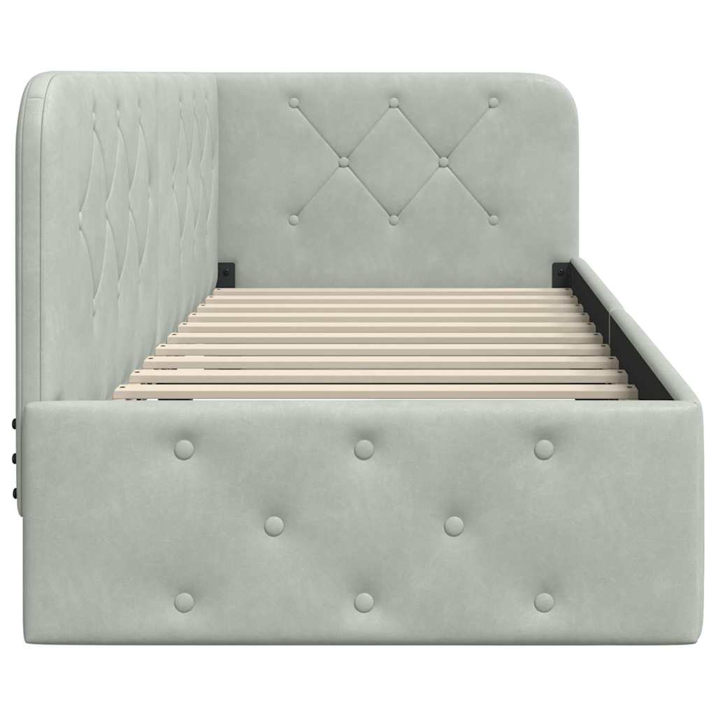 Hoekbedframe Lichtgrijs 80 x 200 cm Fluweel is nu te koop bij PeponiXL, paradijselijk wonen!