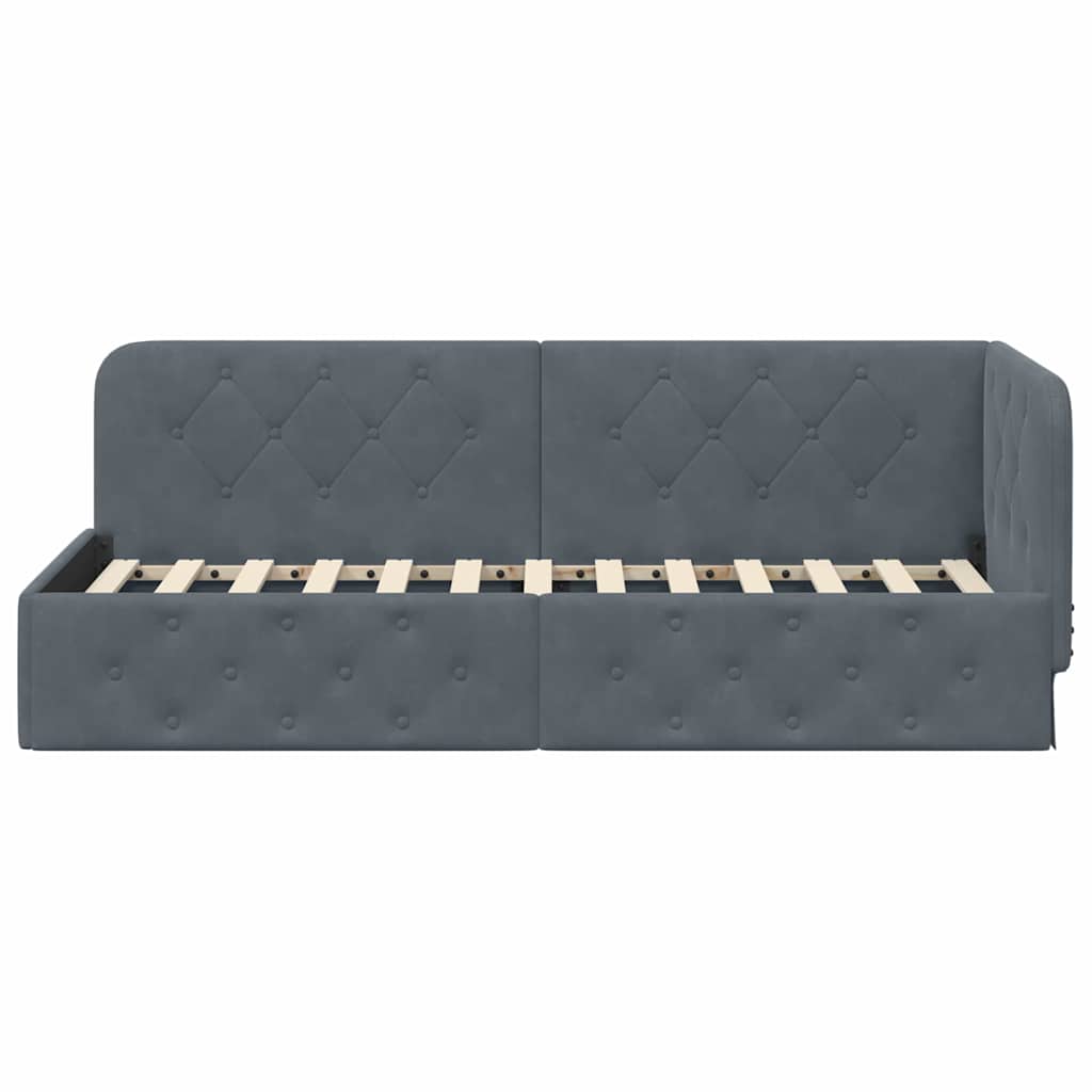 Hoekbedframe Donkergrijs 80 x 200 cm Fluweel is nu te koop bij PeponiXL, paradijselijk wonen!