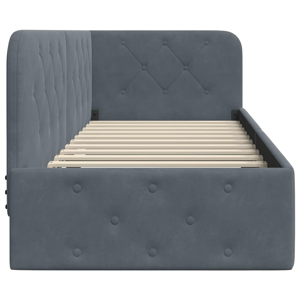 Hoekbedframe Donkergrijs 80 x 200 cm Fluweel is nu te koop bij PeponiXL, paradijselijk wonen!