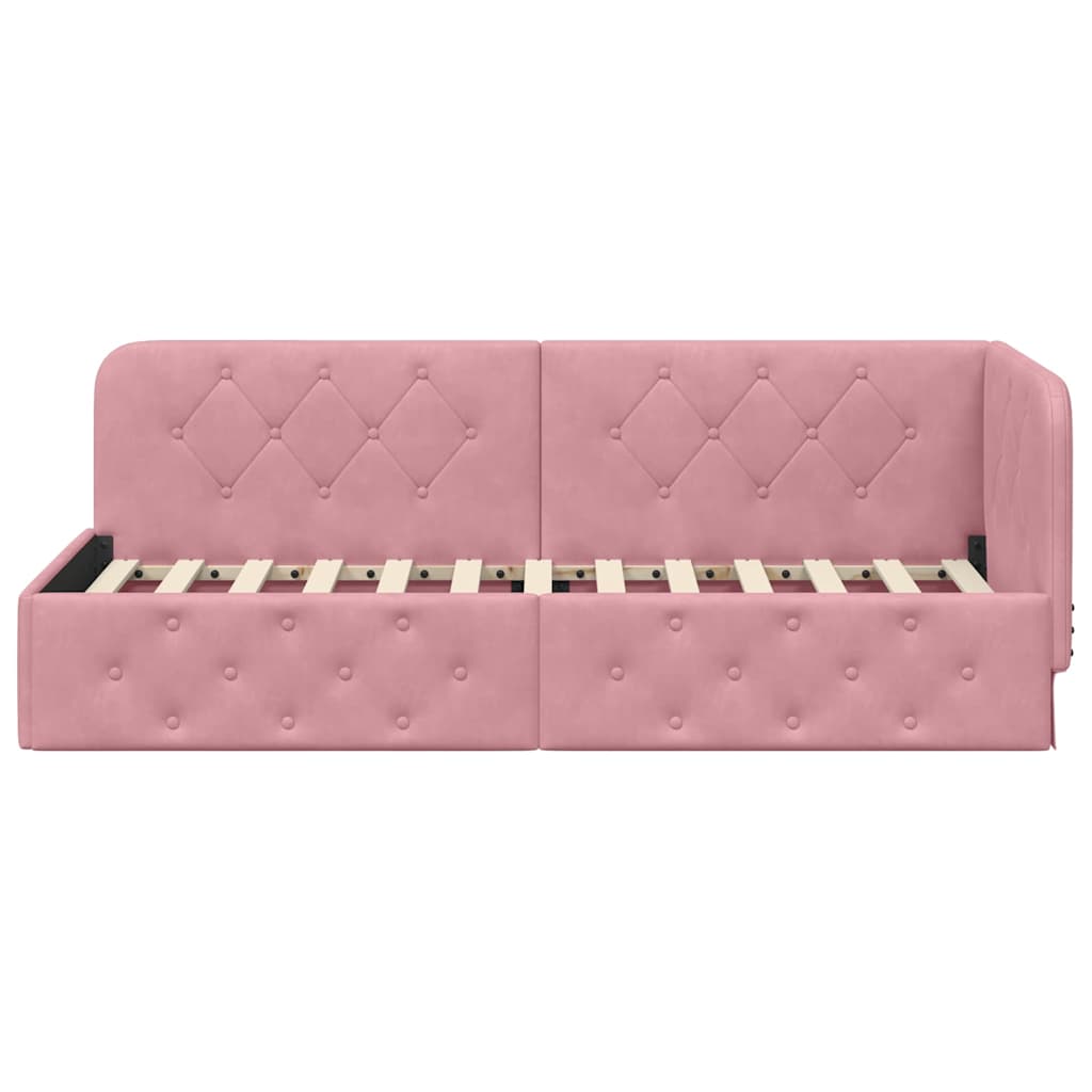 Hoekbedframe Roze 80 x 200 cm Fluweel is nu te koop bij PeponiXL, paradijselijk wonen!