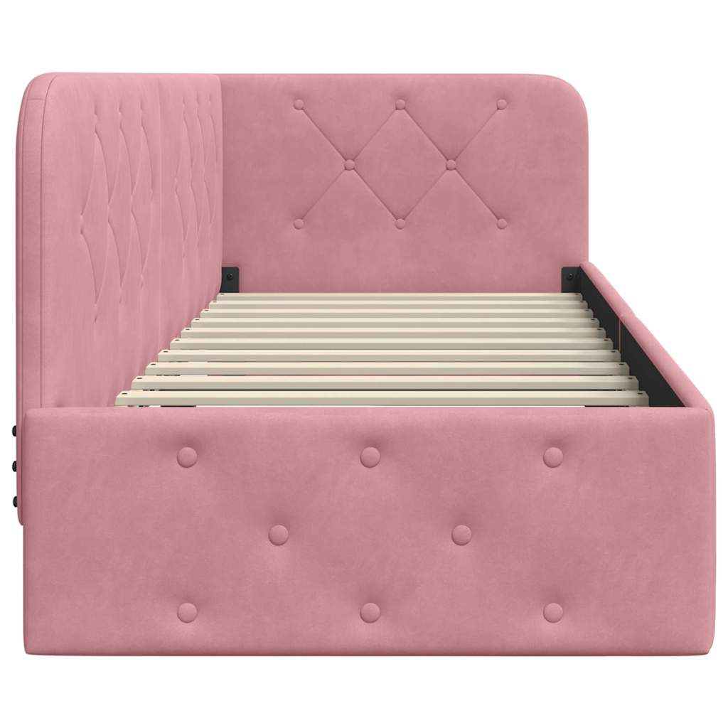 Hoekbedframe Roze 80 x 200 cm Fluweel is nu te koop bij PeponiXL, paradijselijk wonen!