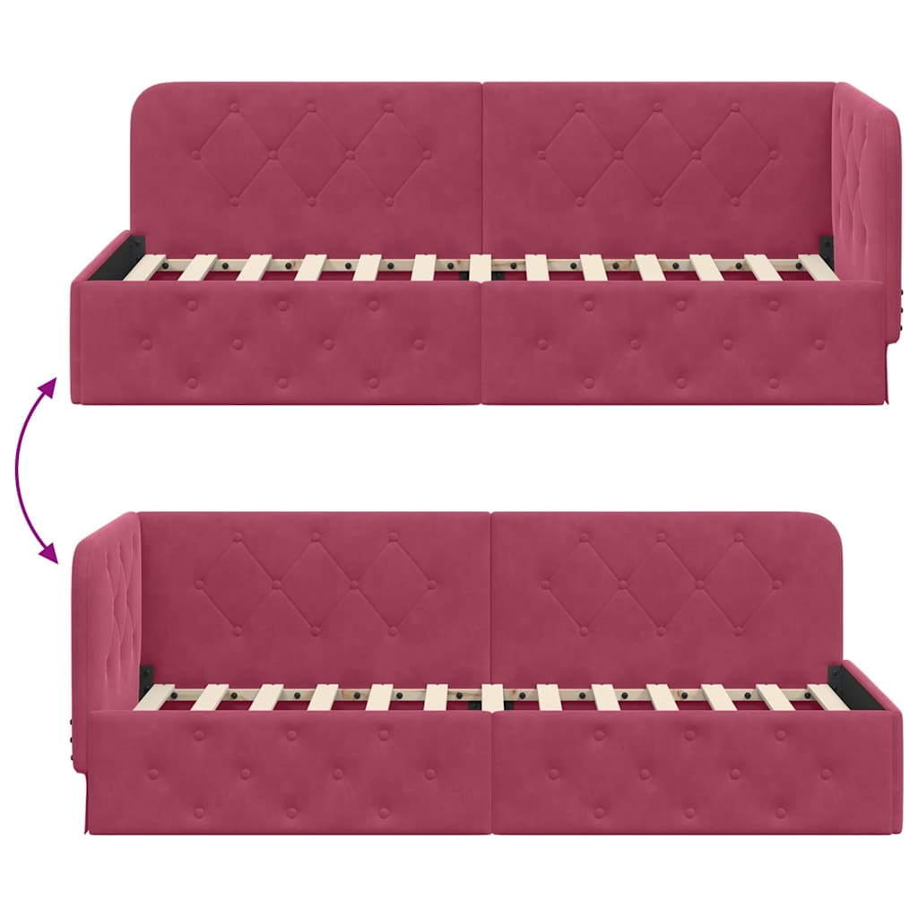 Hoekbedframe Wijnrood 80 x 200 cm Fluweel is nu te koop bij PeponiXL, paradijselijk wonen!
