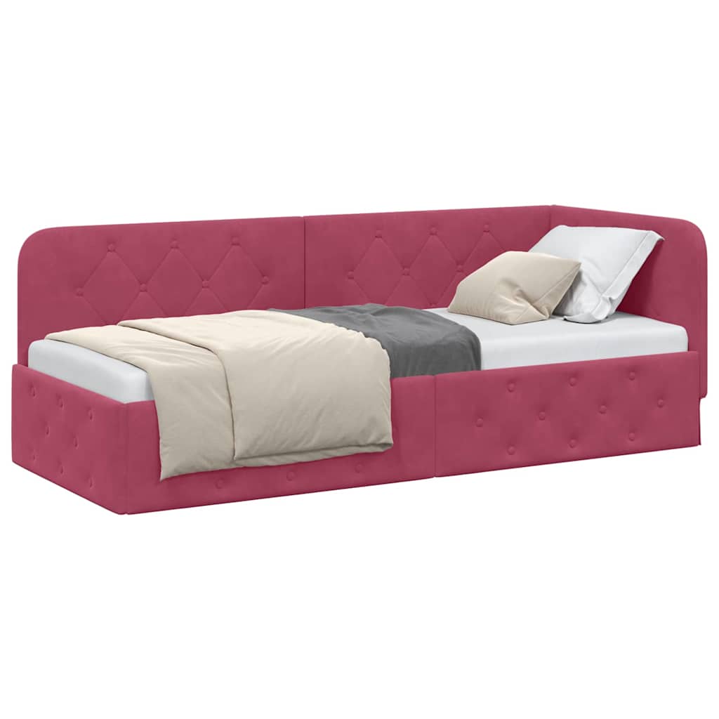 Hoekbedframe Wijnrood 80 x 200 cm Fluweel is nu te koop bij PeponiXL, paradijselijk wonen!