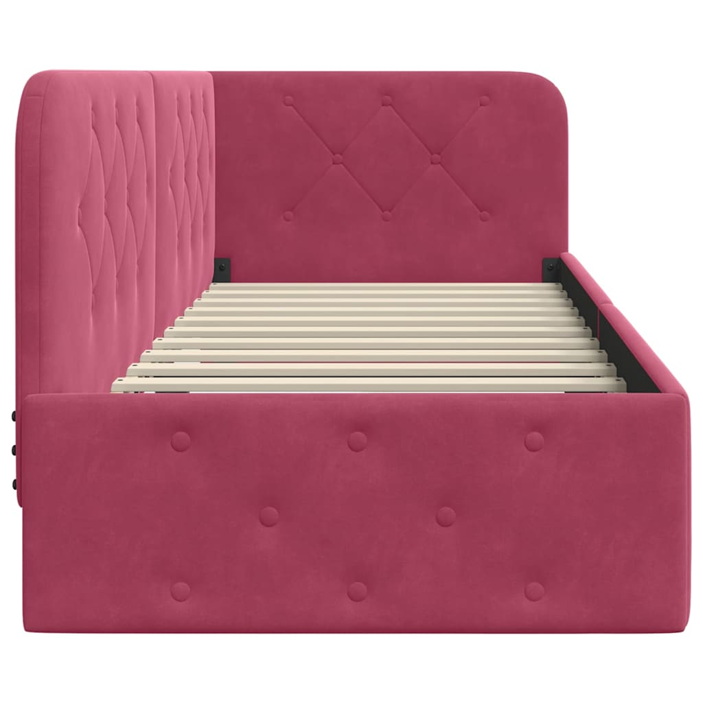 Hoekbedframe Wijnrood 80 x 200 cm Fluweel is nu te koop bij PeponiXL, paradijselijk wonen!