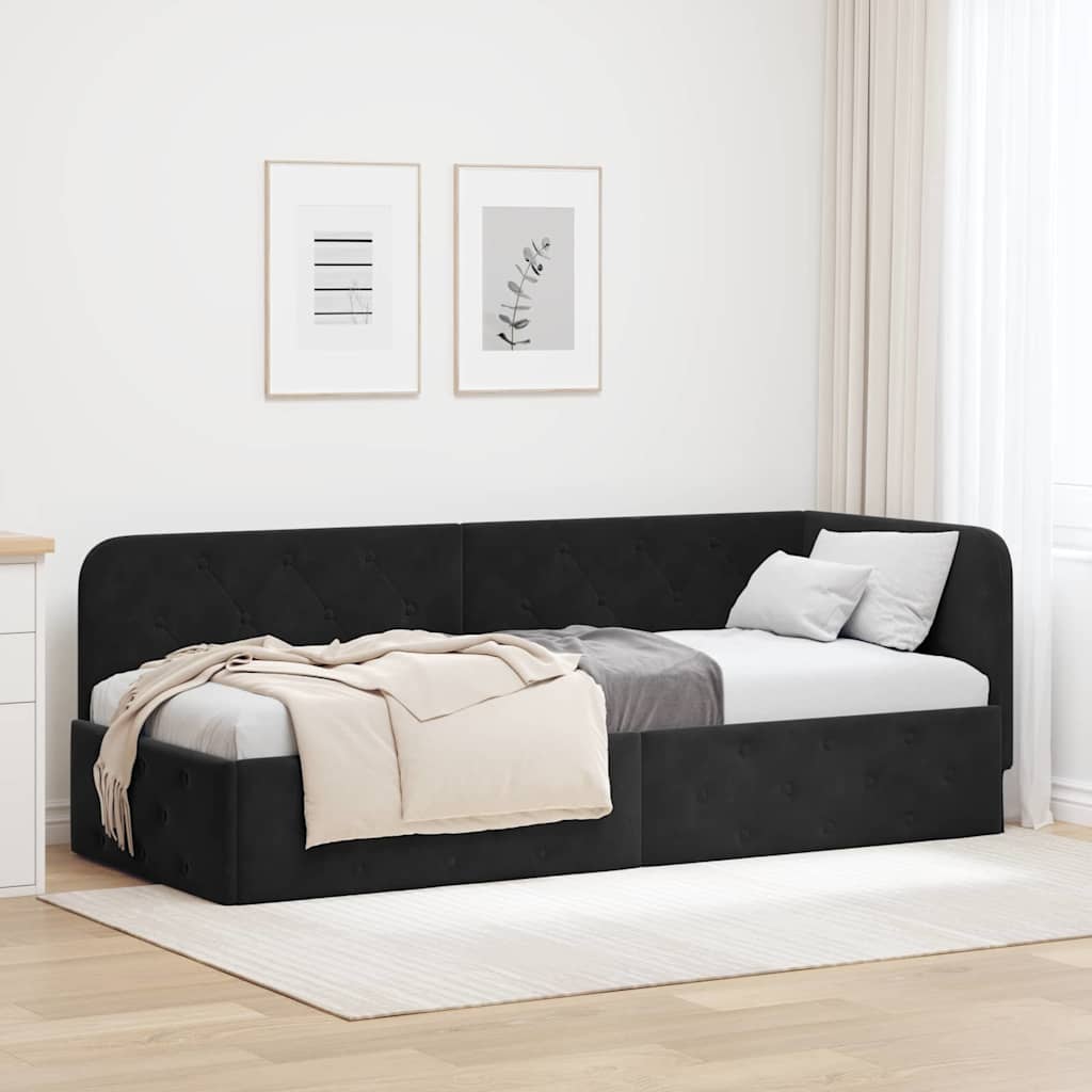 Hoekbedframe Zwart 80 x 200 cm Fluweel is nu te koop bij PeponiXL, paradijselijk wonen!